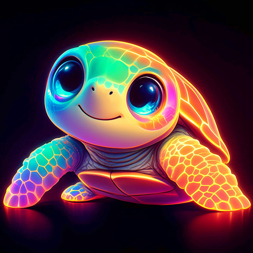 Cute Turtle Emits Neon Glow Cross Stitch Kits
