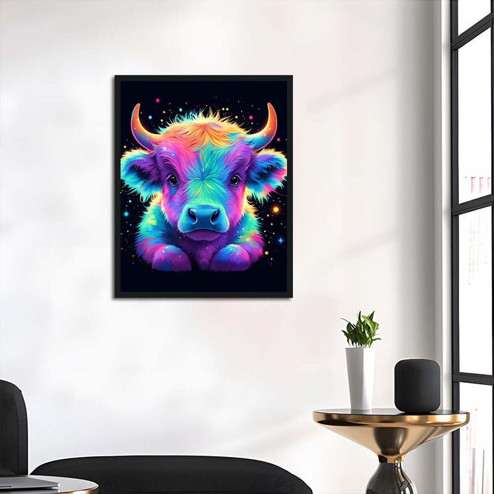 Neon Cow Shines Gently Cross Stitch Kits