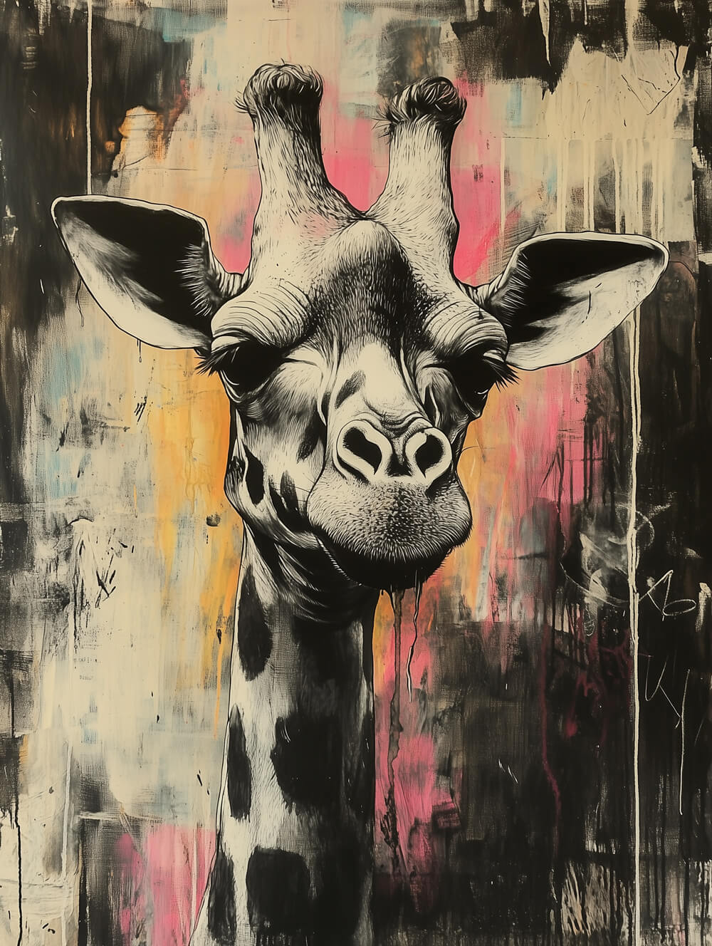 Graffiti-Style Giraffe Cross Stitch Kits YZZH631