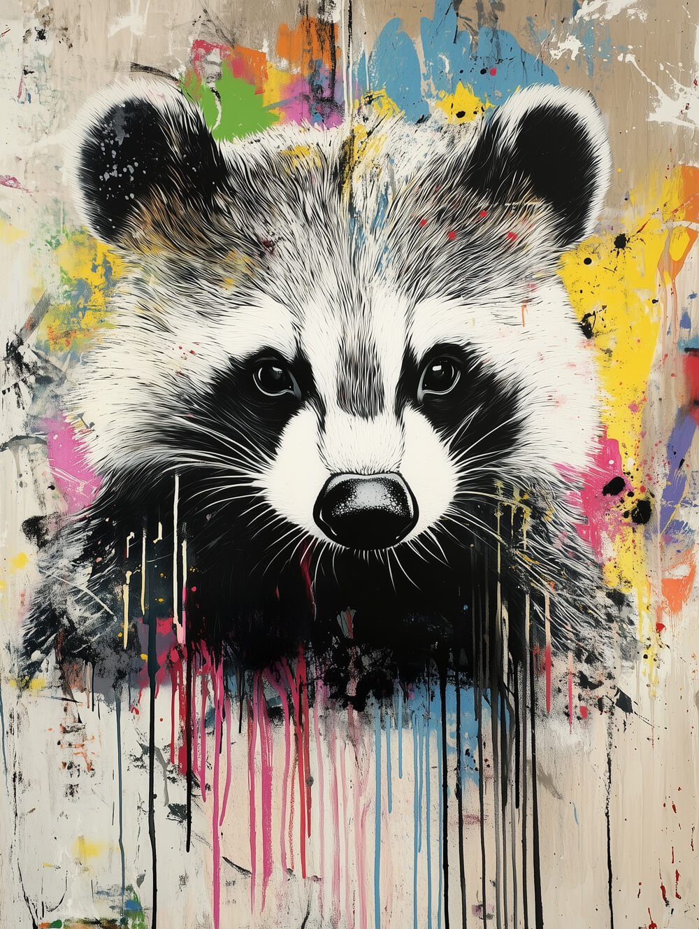 Graffiti-Style Raccoon Cross Stitch Kits YZZH628