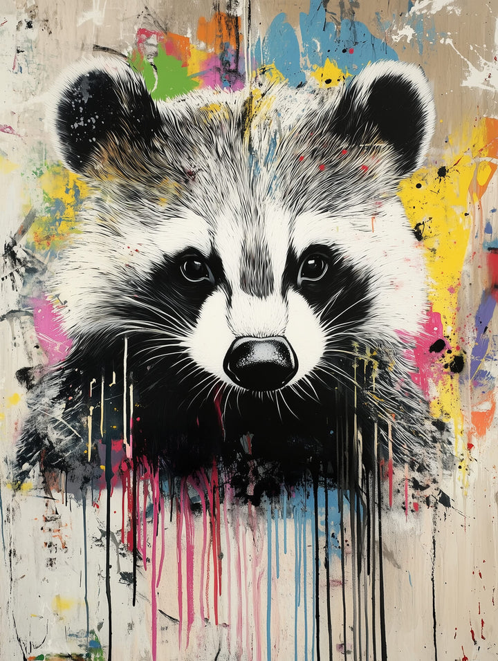 Graffiti-Style Raccoon Cross Stitch Kits YZZH628