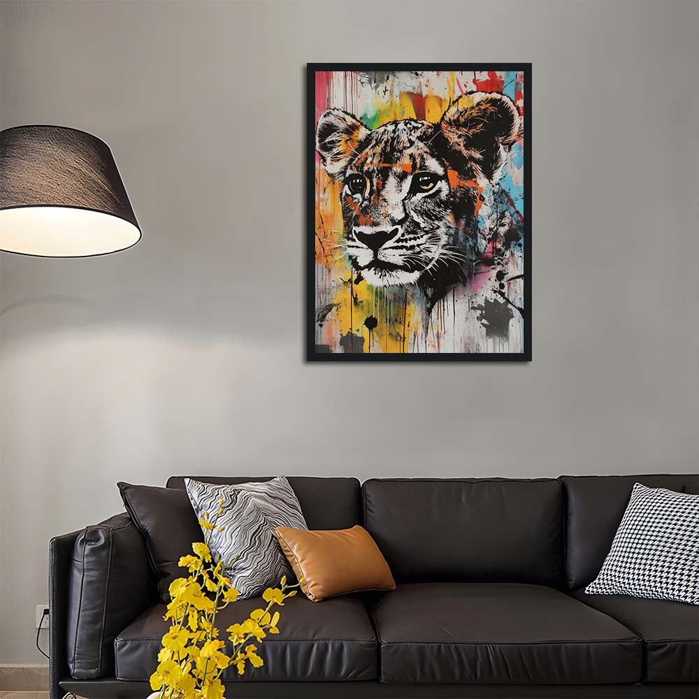 Graffiti Style Wild Lion Stares Calmly Cross Stitch Kits YZZH632