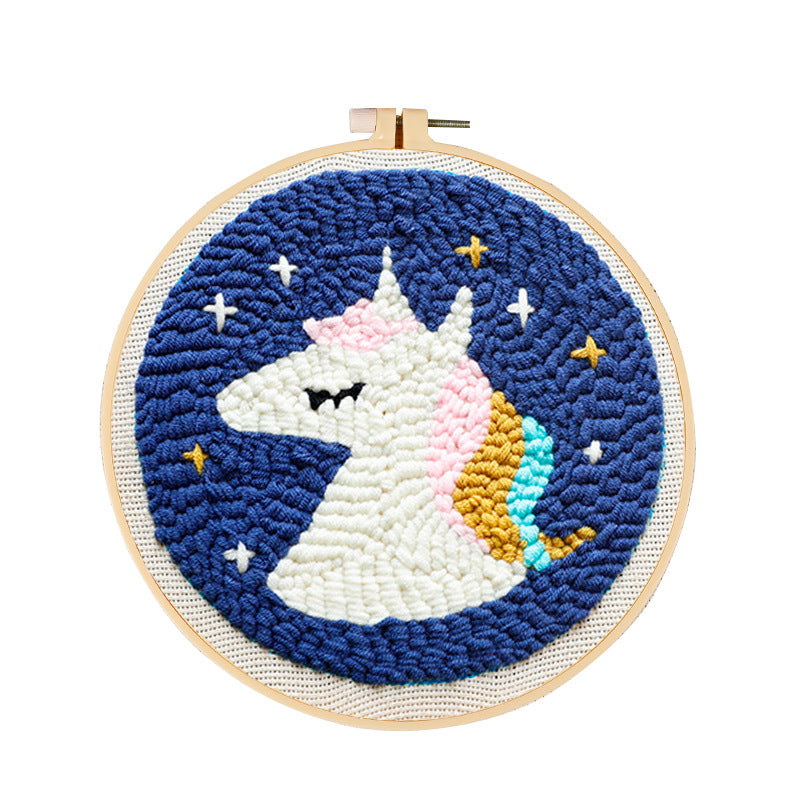 Unicorn And Stars Punch Needle Embroidery Kits ANI008