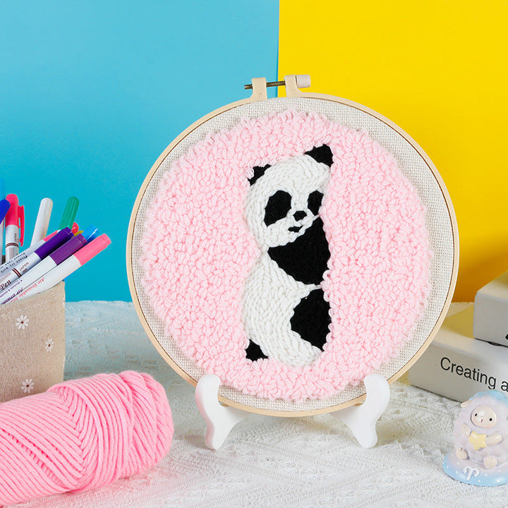 Hide and Seek Panda Punch Needle Embroidery Kits ANI013