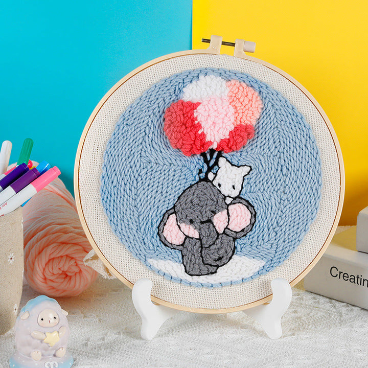 Balloon Elephant Punch Needle Embroidery Kits ANI022