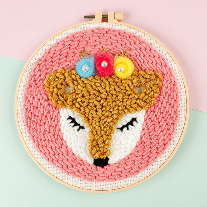 Cute Deer Punch Needle Embroidery Kits ANI027