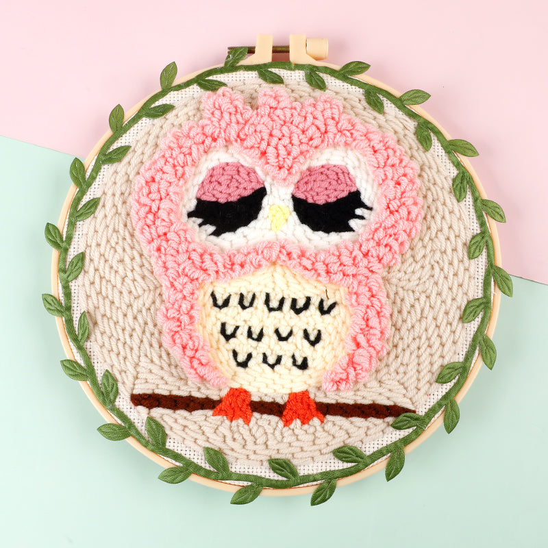 Shy Owl Punch Needle Embroidery Kits ANI028