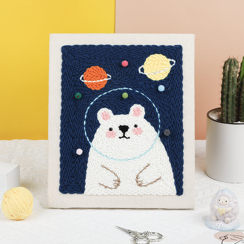 Space Bear Punch Needle Embroidery Kits ANI032