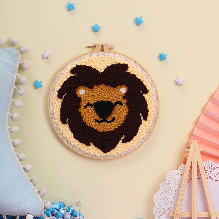 Smiling Lion Punch Needle Embroidery Kits ANI037