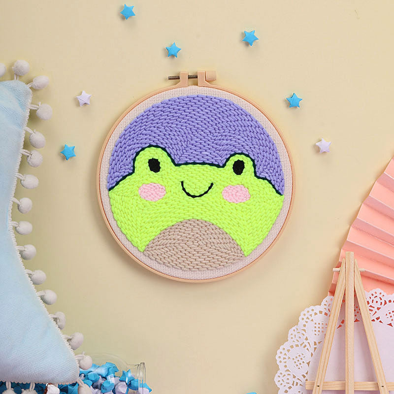 Smiling Frog Punch Needle Embroidery Kits ANI042