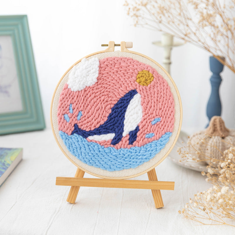 Whale Jumping Out Of Sea Punch Needle Embroidery Kits ANI046