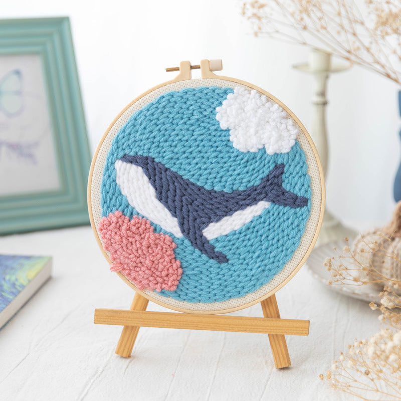 Swimming Whale Punch Needle Embroidery Kits ANI047