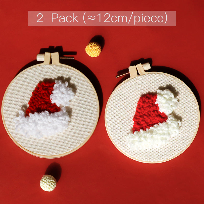 Christmas Hat (2-Pack) Punch Needle Embroidery Kits FES005