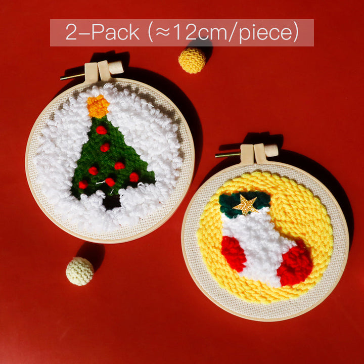 Christmas Tree and Stocking (2-Pack) Punch Needle Embroidery Kits FES006