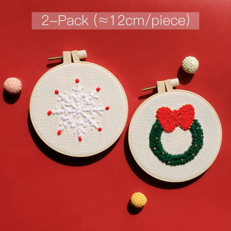 Christmas Wreath and Snowflakes (2-Pack) Punch Needle Embroidery Kits FES007