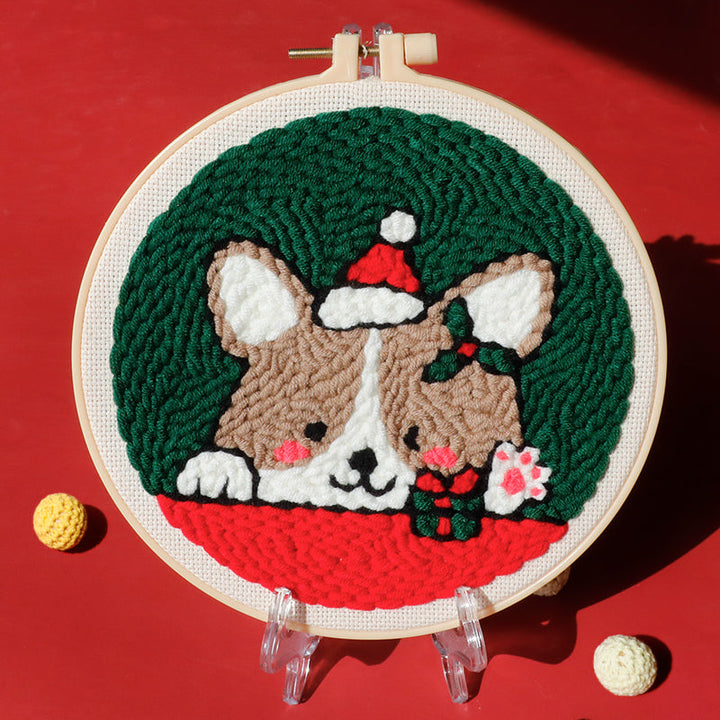 Christmas Bear Punch Needle Embroidery Kits FES009