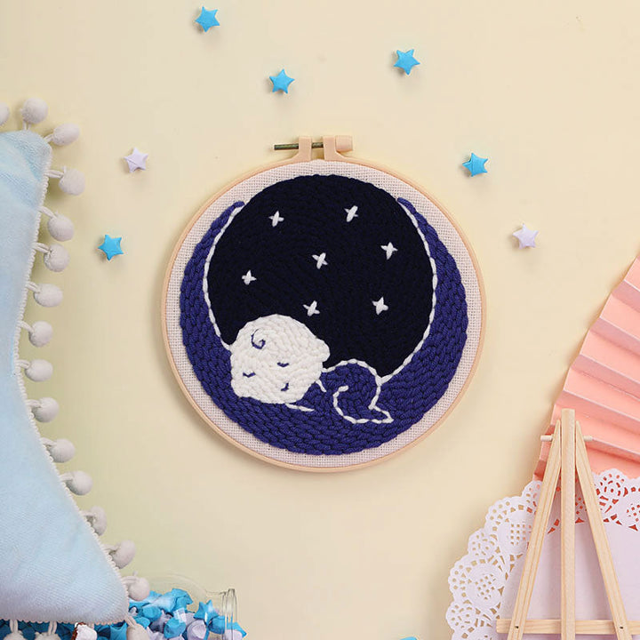 Sleeping Baby and Starry Sky Punch Needle Embroidery Kits KID010