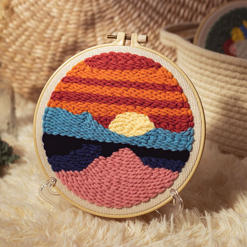 Mountains At Sunset Punch Needle Embroidery Kits NAT005