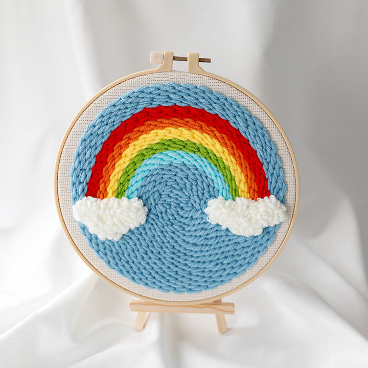 Rainbow in Blue Sky Punch Needle Embroidery Kits NAT006