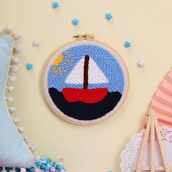 Sea Ship Punch Needle Embroidery Kits NAT011