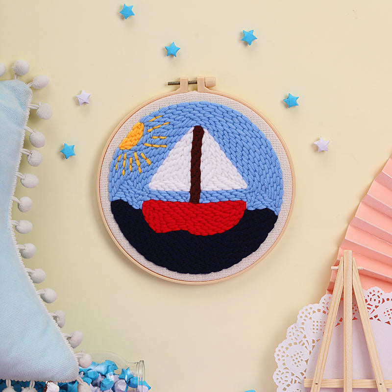 Sea Ship Punch Needle Embroidery Kits NAT011