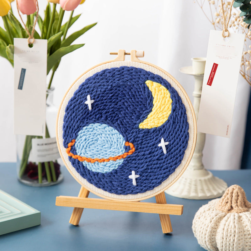 Moon, Stars and Planet Punch Needle Embroidery Kits NAT013