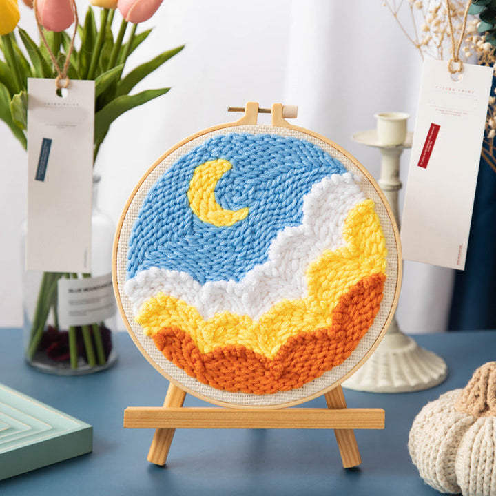 Moon and Waves Punch Needle Embroidery Kits NAT026