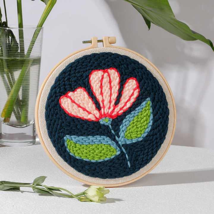 Flower with Leaves Punch Needle Embroidery Kits PLA015