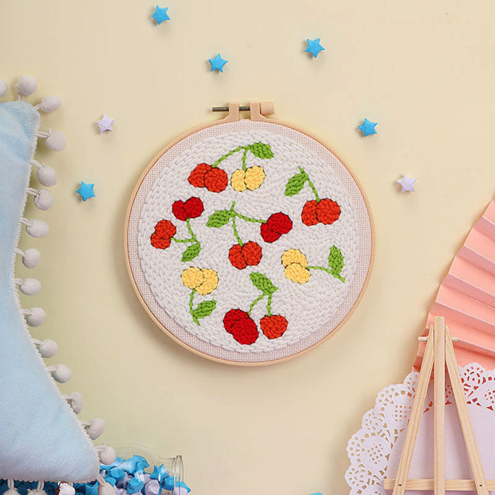 Cherries Punch Needle Embroidery Kits PLA030