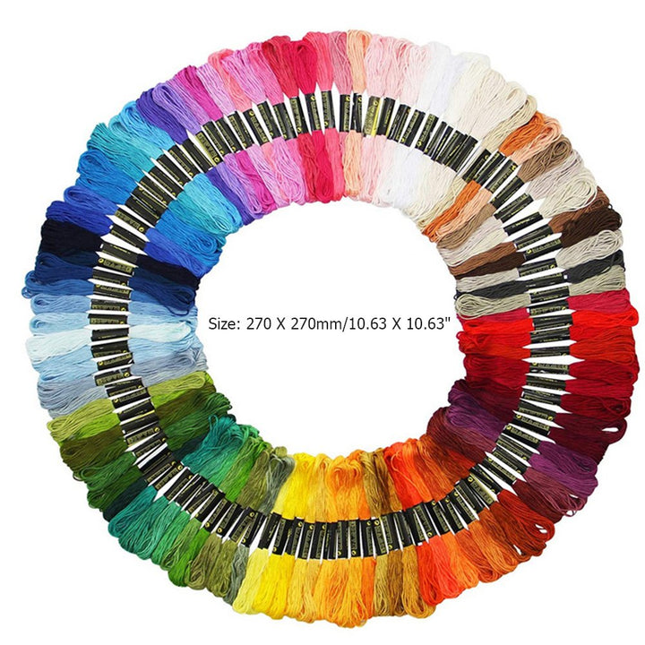 100pcs Cross Stitch Thread Colorful DIY Embroidery Sewing Floss Line Kit TOOL12