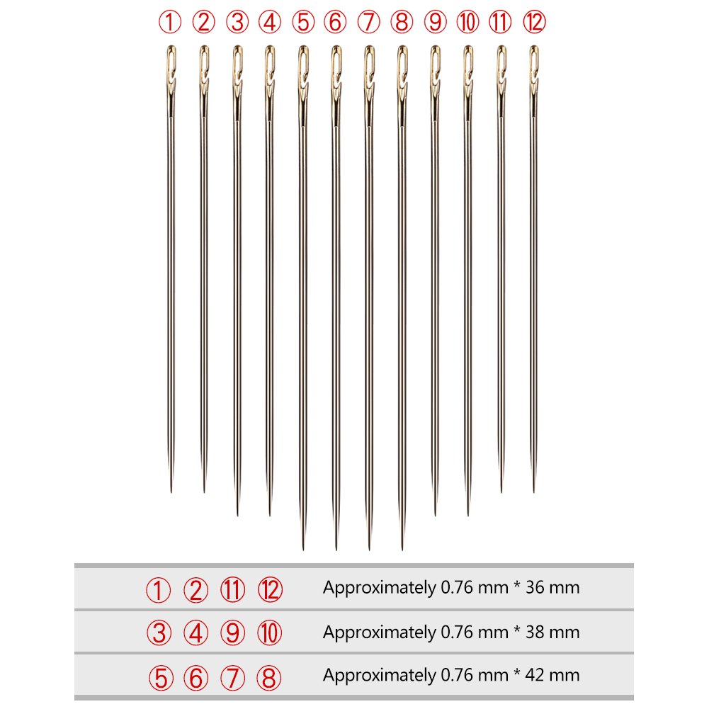 12pcs Stainless Steel Sewing Needles Set Self-Threading Embroidery Tools TOOL19