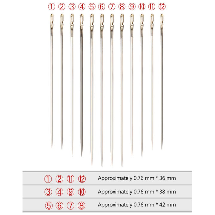 12pcs Stainless Steel Sewing Needles Set Self-Threading Embroidery Tools TOOL19