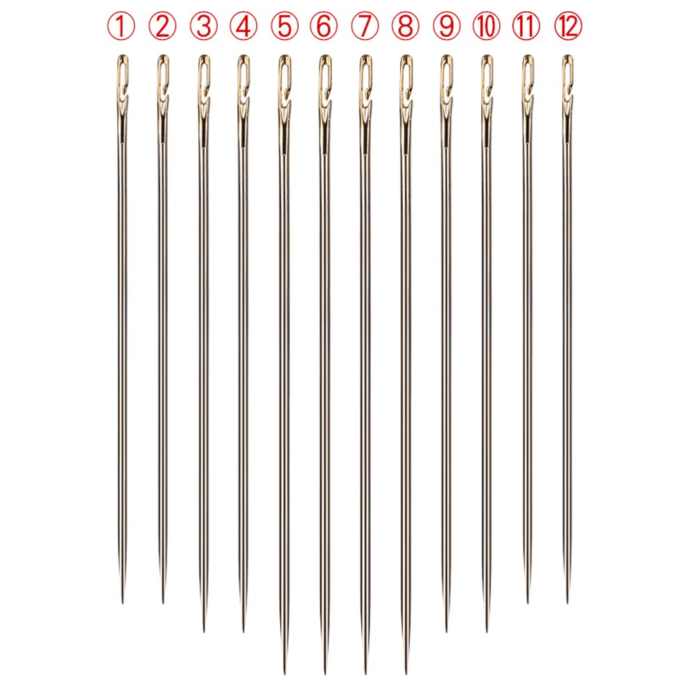 12pcs Stainless Steel Sewing Needles Set Self-Threading Embroidery Tools TOOL19