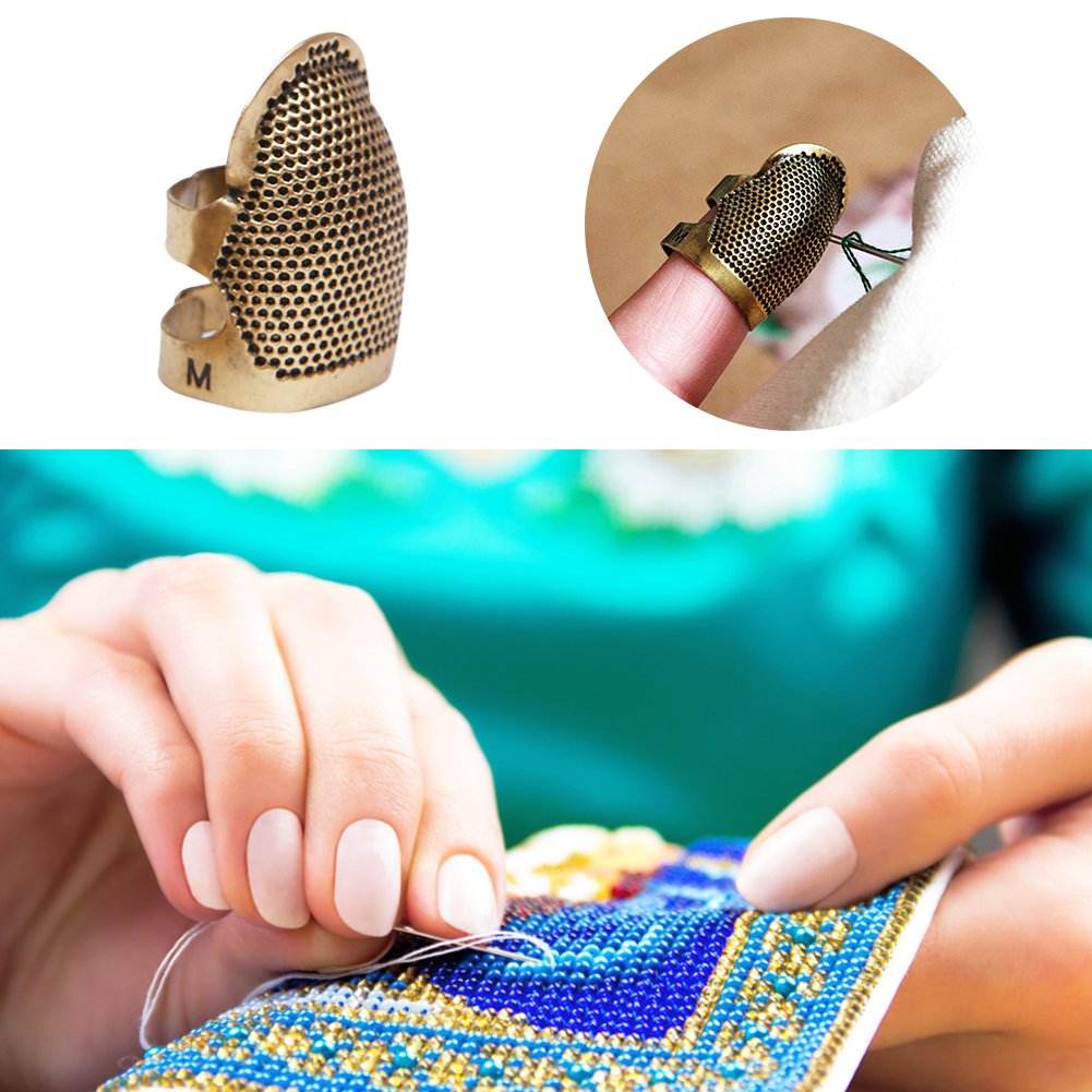 Copper Finger Thimble Hoop Cover Cross Stitch Finger Protective Cover Tools (5pcs) TOOL35